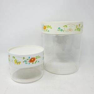 VTG Pyrex/Corelle Wildflower See 'n Store Glass Canisters, set of 2